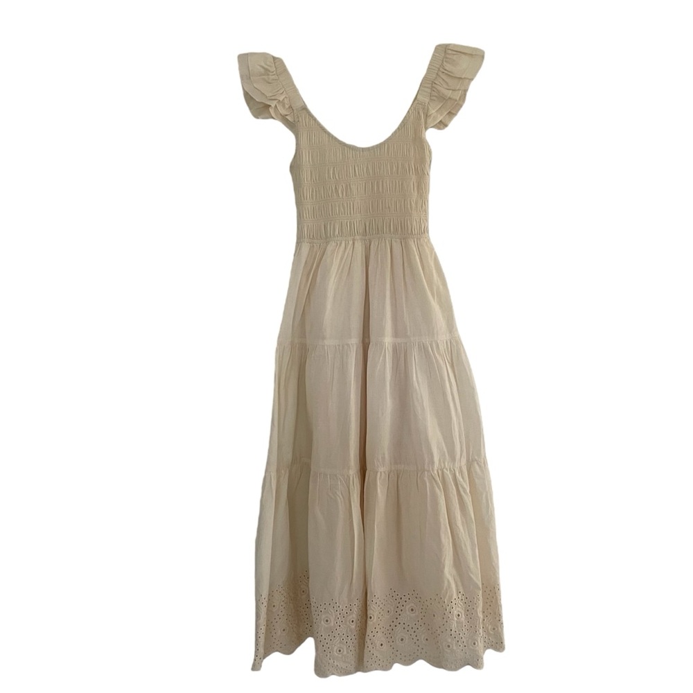 Astr cream Sleeveless midi Sundress with Flutter Sleeves
Size S